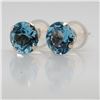 Image 2 : 10K Yellow Gold Blue Topaz (1.6ct) Earrings (~weight 0.46g), Made in Canada, Suggested Retail Value 