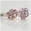 Image 2 : Silver Pink Amethyst&White Topaz(7.4ct) Earrings (~weight 5.6g), Made in Canada, Suggested Retail Va