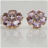 Image 3 : Silver Pink Amethyst&White Topaz(7.4ct) Earrings (~weight 5.6g), Made in Canada, Suggested Retail Va