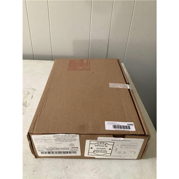 Case of Frozen Big Hill Springs Skinless Beef Wieners (4.54kg)