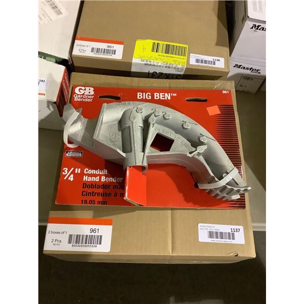 Case of 2 Gardner Bender Big Ben 3/4in Conduit Hand Benders