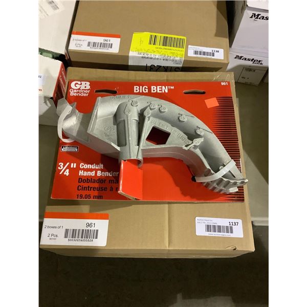 Case of 2 Gardner Bender Big Ben 3/4in Conduit Hand Benders