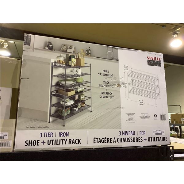 Seville Classics 3-Tier Shoe and Utility Rack