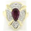 Image 4 : Vintage 18kt White and Yellow Gold 2.98 ctw Ruby and Diamond Cocktail Ring