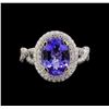 Image 2 : 14KT White Gold 2.81 ctw Tanzanite and Diamond Ring