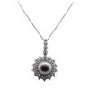 Image 1 : Pearl and Diamond Pendant With Chain - 18KT White Gold