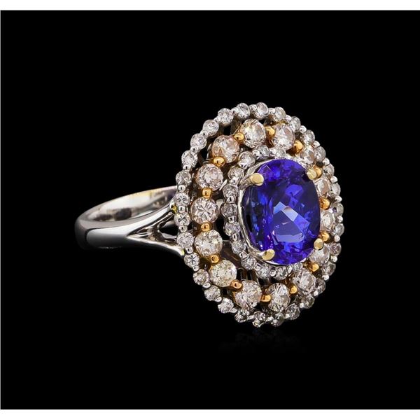 14KT Two-Tone Gold 1.73 ctw Tanzanite and Diamond Ring