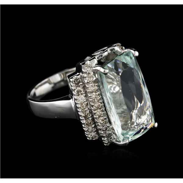 14KT White Gold 7.61 ctw Aquamarine and Diamond Ring