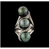 Image 2 : Pearl and Diamond Ring - 14KT White Gold