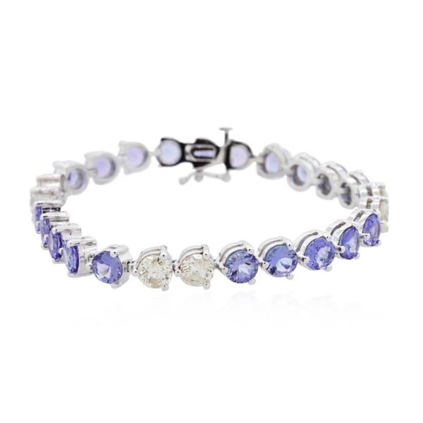 14KT White Gold 14.60 ctw Tanzanite and Diamond Bracelet