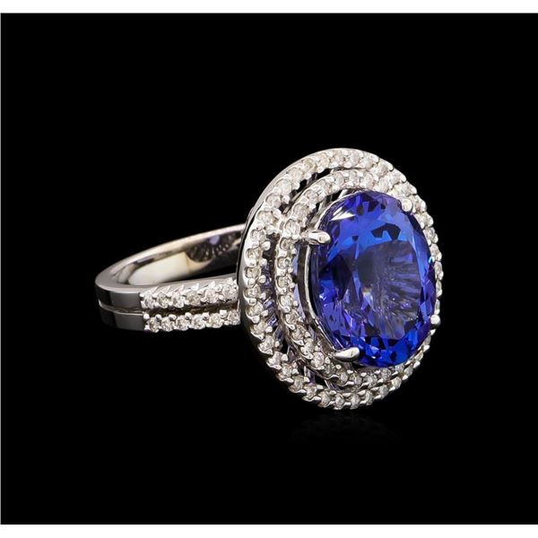 5.02 ctw Tanzanite and Diamond Ring - 14KT White Gold