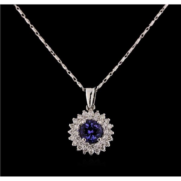 14KT White Gold 1.22 ctw Tanzanite and Diamond Pendant With Chain