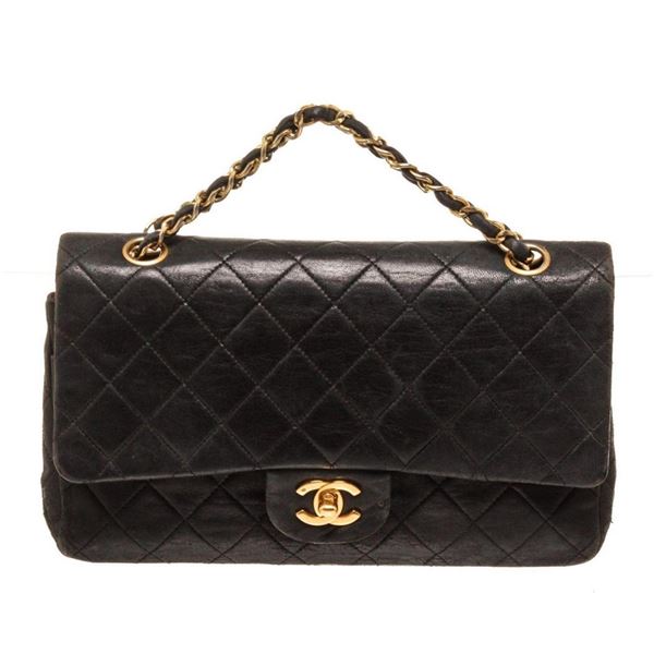 Chanel Black Lambskin Flap Shoulder Bag