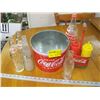 Image 1 : COCA COLA BUCKET WITH ASST. COKE & PEPSI BOTTLES, ETC.