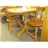 Image 2 : SOLID WOOD DINING TABLE WITH 2 LEAVES & 4 NARROW BACK CHAIRS