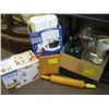 Image 1 : BOX OF MISC. TOASTER, ROLLING PIN, WOOD CANNISTER, ETC. & BOX OF ASST. VASES