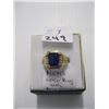 Image 1 : MENS 10KT RING WITH BLUE STONE, SZ 7