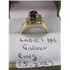 Image 2 : LADIES 14KT RING WITH GARNET STONE, 5.2 GR, SZ 7.5