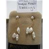 Image 2 : PAIR OF LADIES 14KT DANGLE PEARL EARRINGS