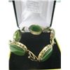 Image 2 : ANTIQUE LADIES 10KT JADE BRACELET, 16.5 GR