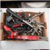 Image 1 : BOX OF MISC. TOOLS, TIN SNIPS, 1/4" SOCKET SET, ETC.