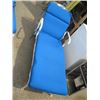 Image 1 : MATCHING WROUGHT IRON LOUNGE CHAIR WITH WHEELS & BLUE CUSHION