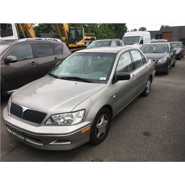 2003 MITSUBISHI LANCER ES, GOLD, VIN # JA3AJ26E43U608308