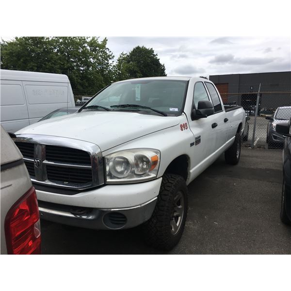 2007 DODGE RAM 2500 HD, 4DR CREW CAB PU, WHITE, VIN # 3D7KS28D17G755661,