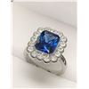 Image 1 : NEW Ladies Square Cut Solitaire Blue Topaz Cluster Dress Ring size 7