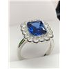 Image 2 : NEW Ladies Square Cut Solitaire Blue Topaz Cluster Dress Ring size 7