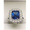 Image 3 : NEW Ladies Square Cut Solitaire Blue Topaz Cluster Dress Ring size 7