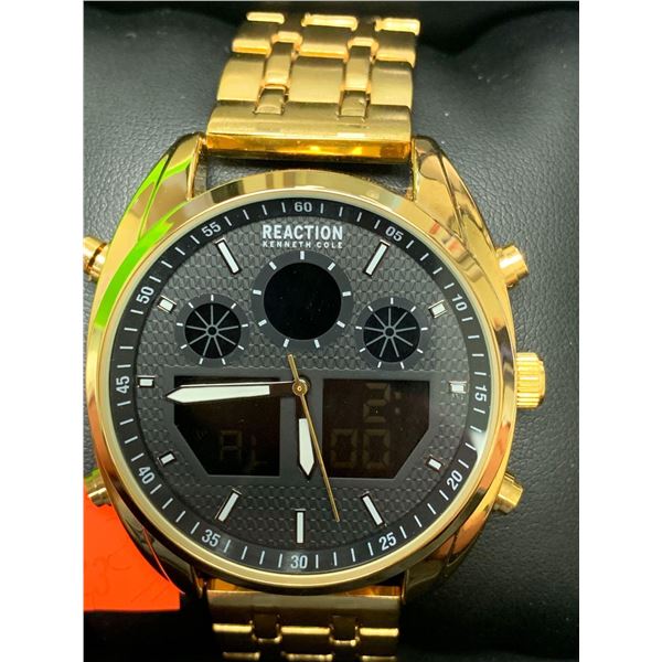 NEW Gents Kenneth Cole REACTION Digital Date Face Chromo Wrist watch with box