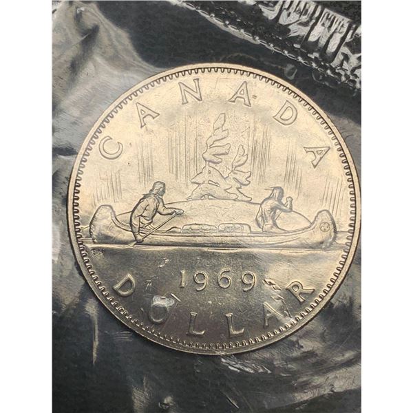 Royal Canadian Mint Issued Sealed 1969 Canoe Dollar Coin