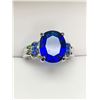 Image 2 : Oval Cut Blue Solitaire  ladies silver dress ring