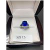 Image 4 : Oval Cut Blue Solitaire  ladies silver dress ring