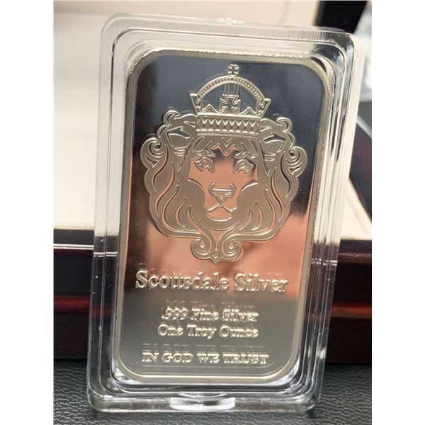 Scottsdale Silver .999 Fine Silver one troy ounce wafer bar - replica