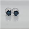 Image 2 : 14K White Gold Blue Diamond(0.38Ct,I1-I2) Treated Color Earrings (~weight 0.6g), Made in Canada, App