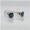 Image 3 : 14K White Gold Blue Diamond(0.38Ct,I1-I2) Treated Color Earrings (~weight 0.6g), Made in Canada, App