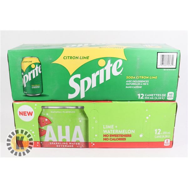 12 PACK OF SPRITE AND AHA LIME + MELON