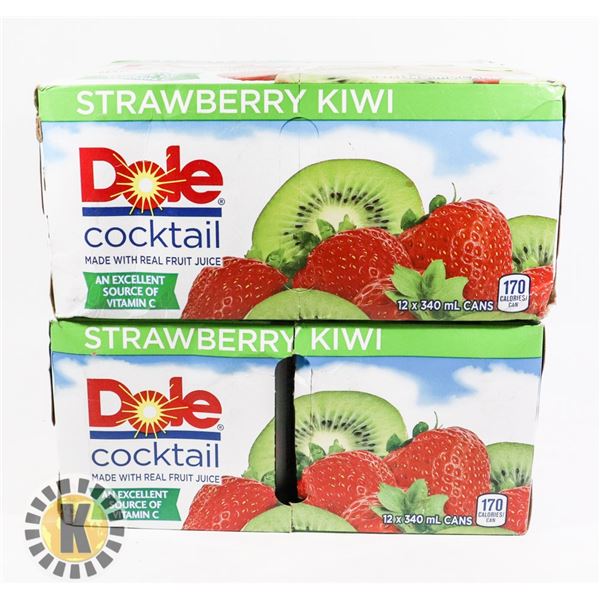 TWO 12 PACKS OF DOLE STRAWBERRY KIWI COCKTAIL