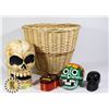 Image 1 : DECORATIVE SKULLS IN WICKER BASKET