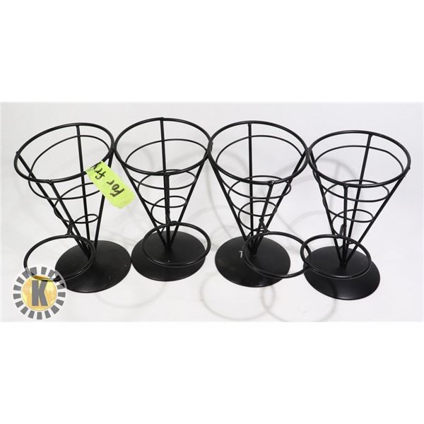 4 METAL FRIES  AND DIP HOLDER