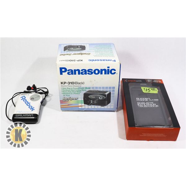 PANASONIC ELECTRIC PENCIL SHARPENER, BLACKWEB CASE