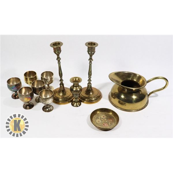 BAG OF VINTAGE BRASS CUPS