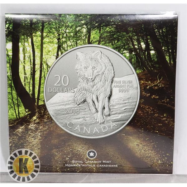 2013 CANADIAN $20 FINE SILVER WOLF COIN