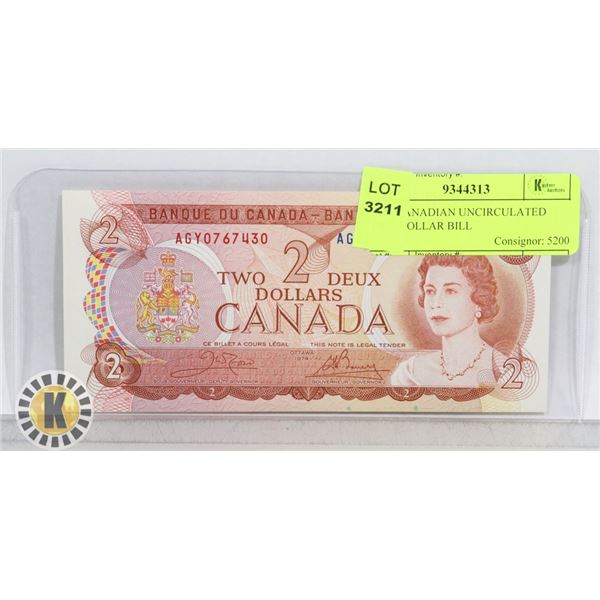 1974 CANADIAN UNCIRCULATED TWO DOLLAR BILL