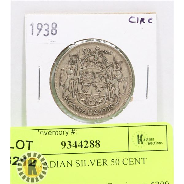 1938 CANADIAN SILVER 50 CENT COIN