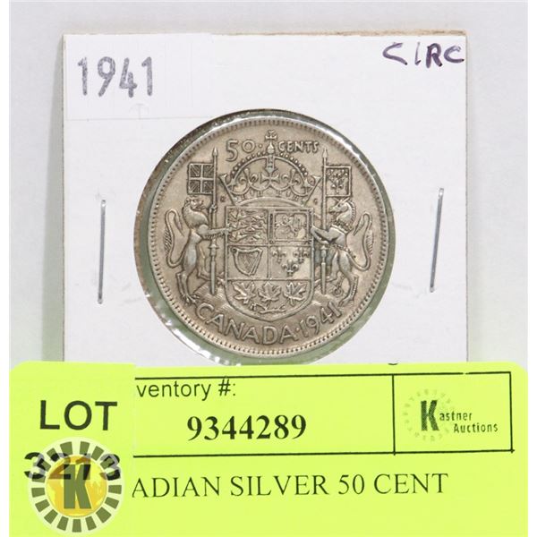 1941 CANADIAN SILVER 50 CENT COIN