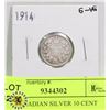 Image 1 : 1914 CANADIAN SILVER 10 CENT COIN