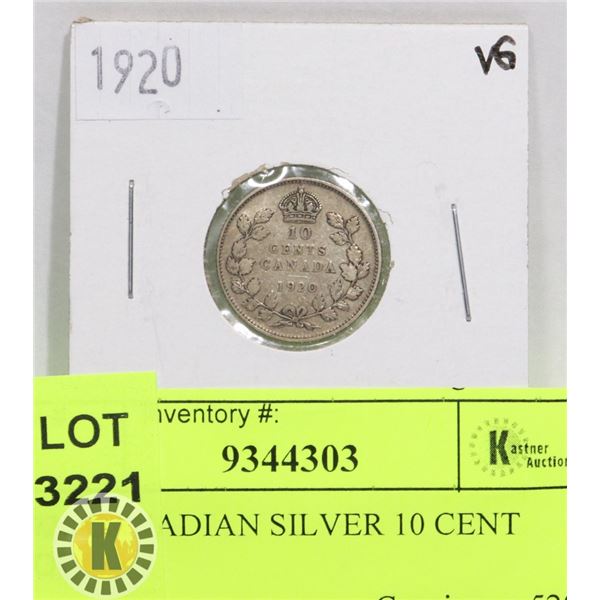 1920 CANADIAN SILVER 10 CENT COIN
